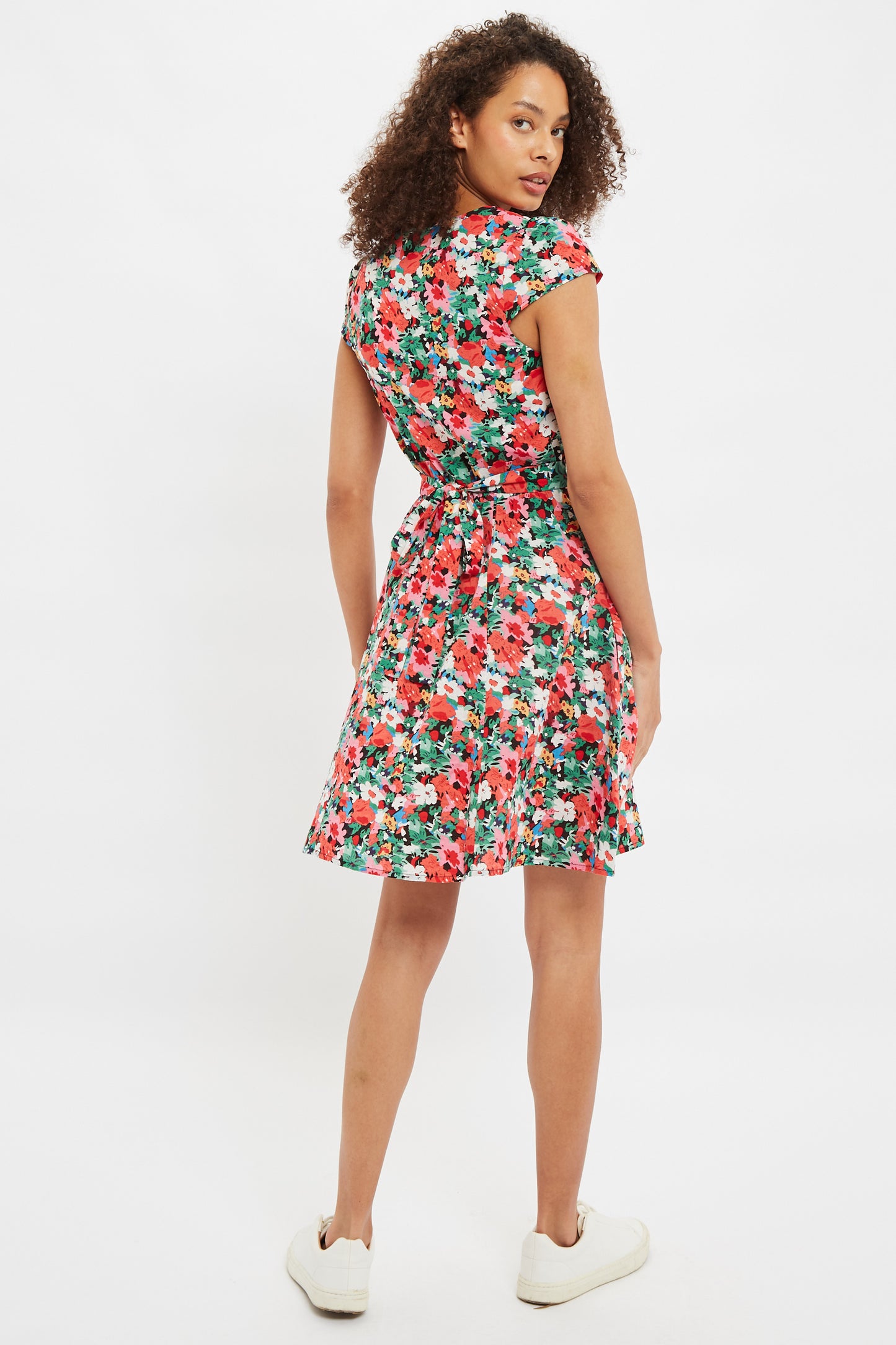 Cathleen Mini Flower Splash Print Mini Tea Dress