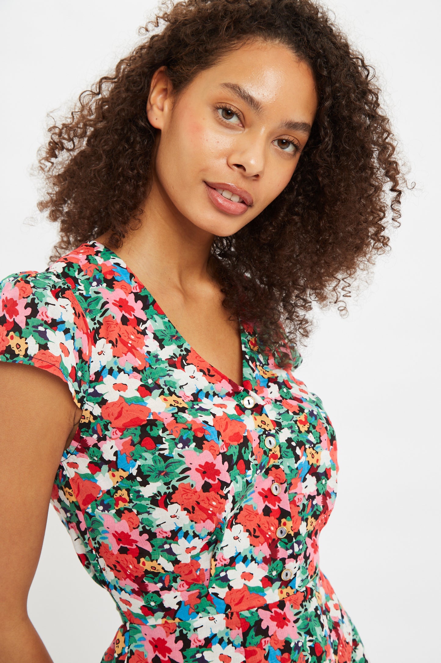 Cathleen Mini Flower Splash Print Mini Tea Dress