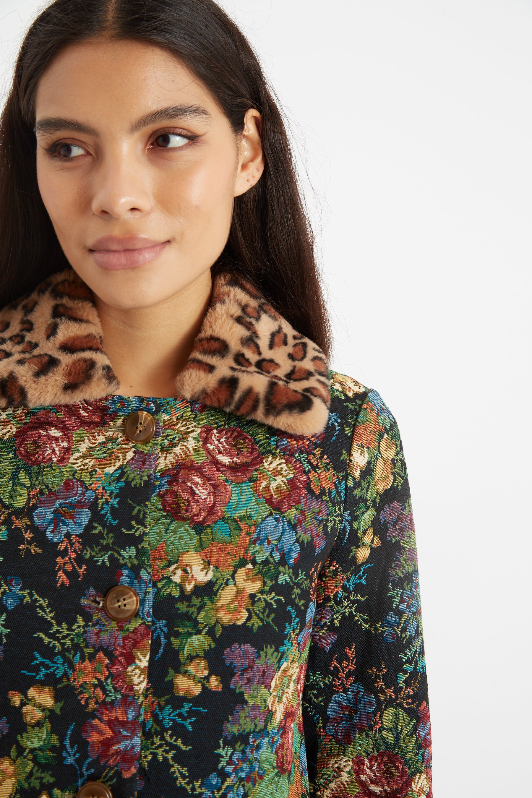 louren flower mole jacquard coat-