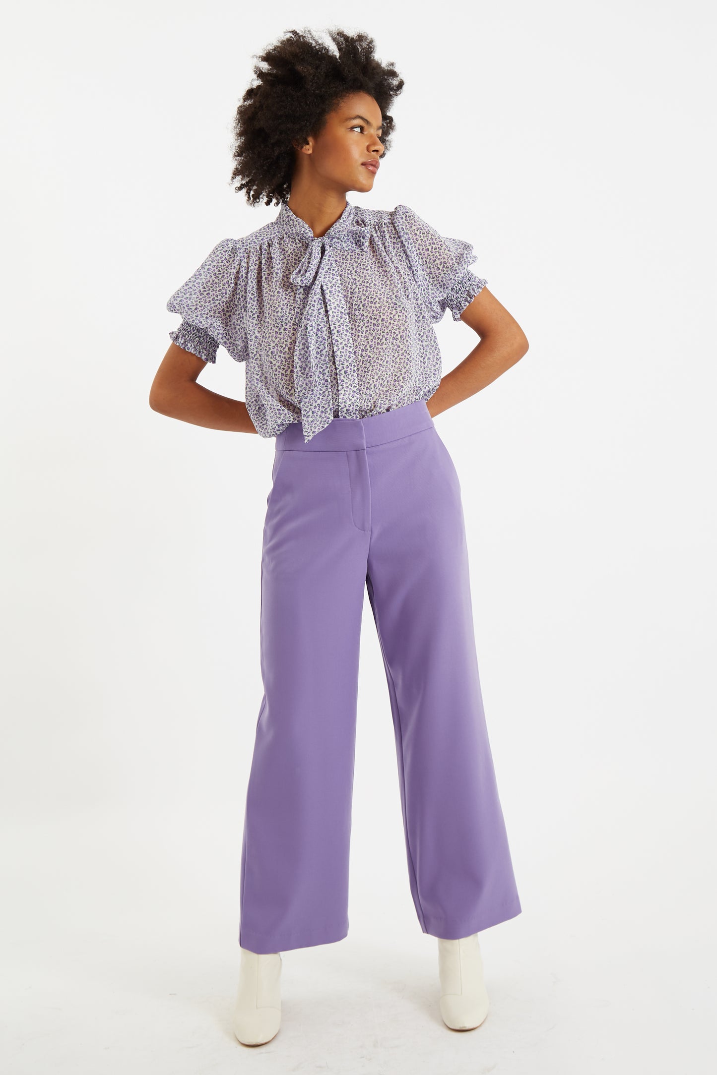 Elina Wide Leg Trouser Lilac