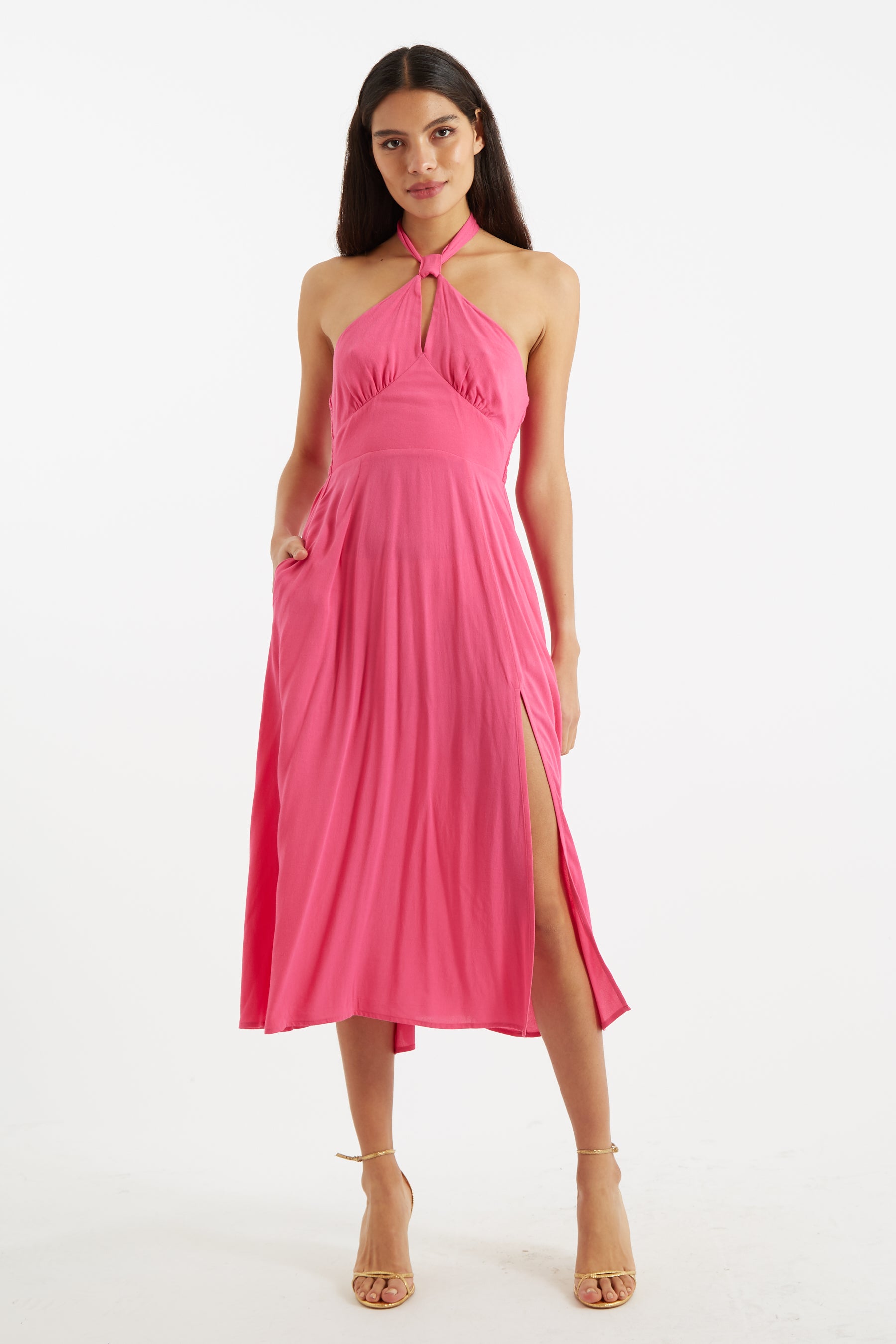 Halter neck dress outlet pink