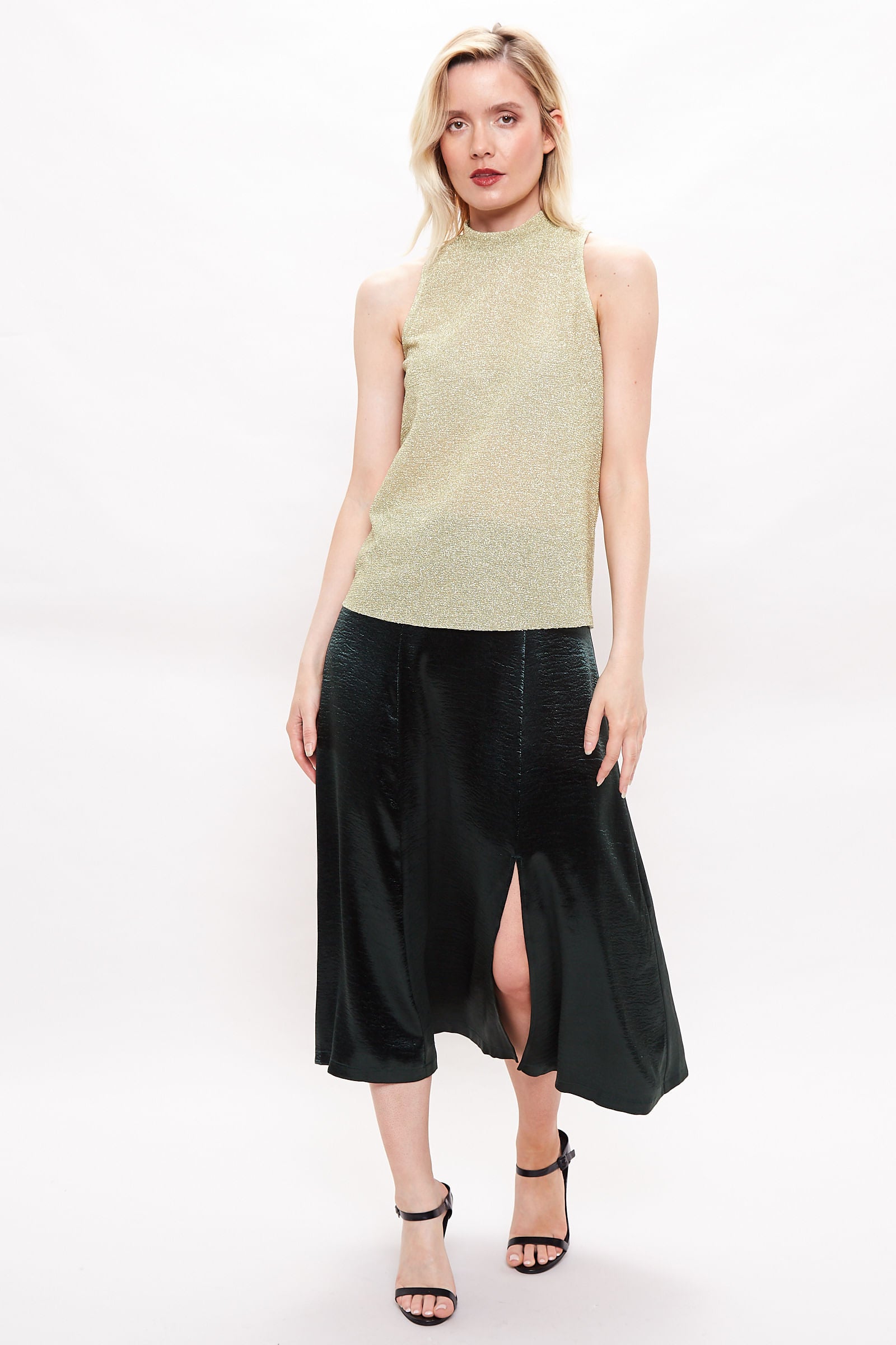 Gold sleeveless turtleneck sale