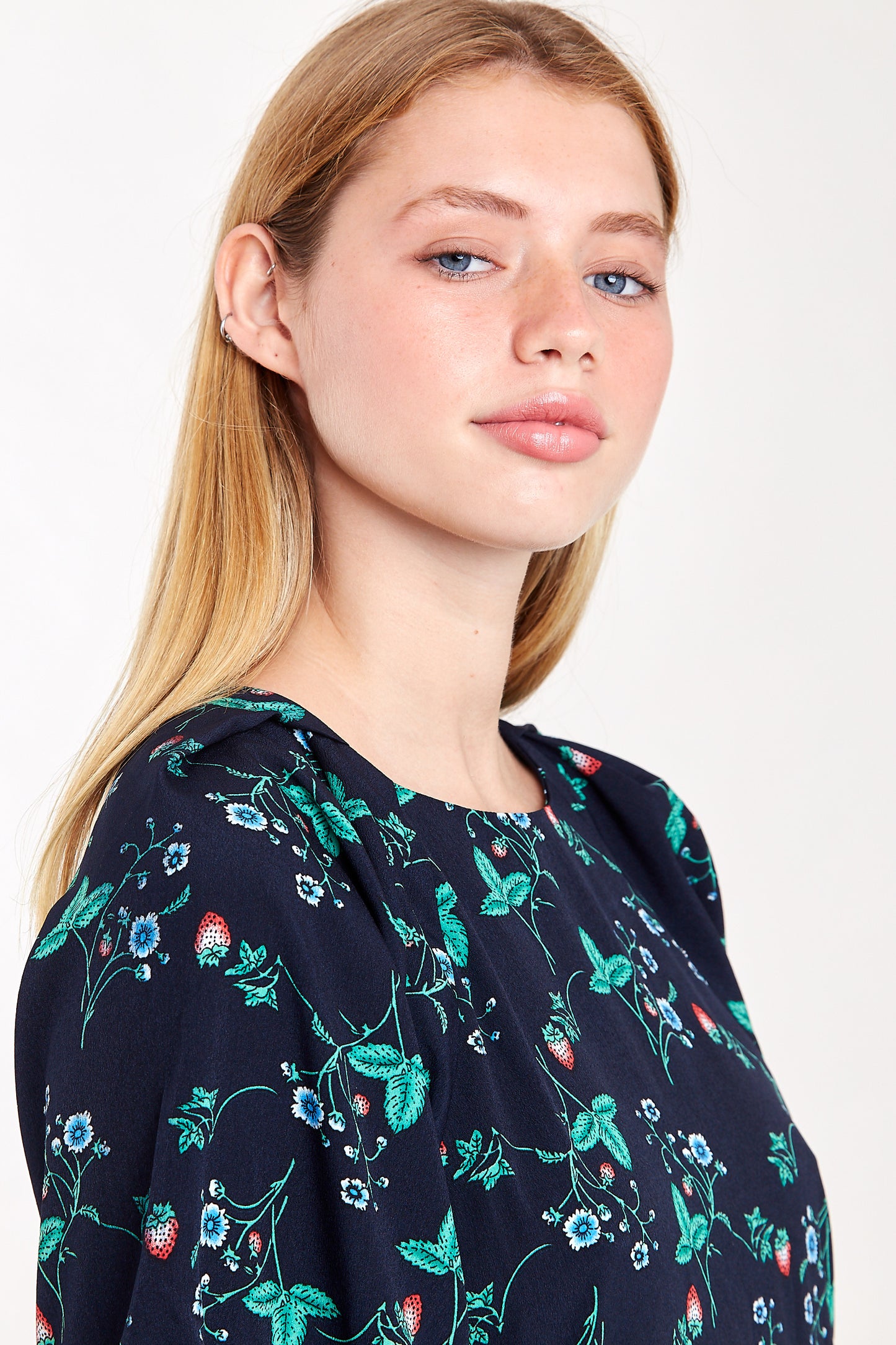 Lauryn Strawberry Print Short Sleeve Dress