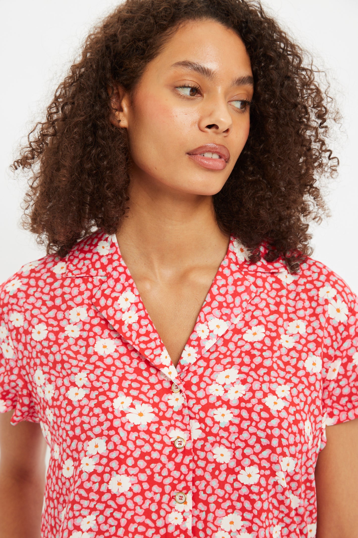 Marika Roaring Daisy Print Bowling Shirt