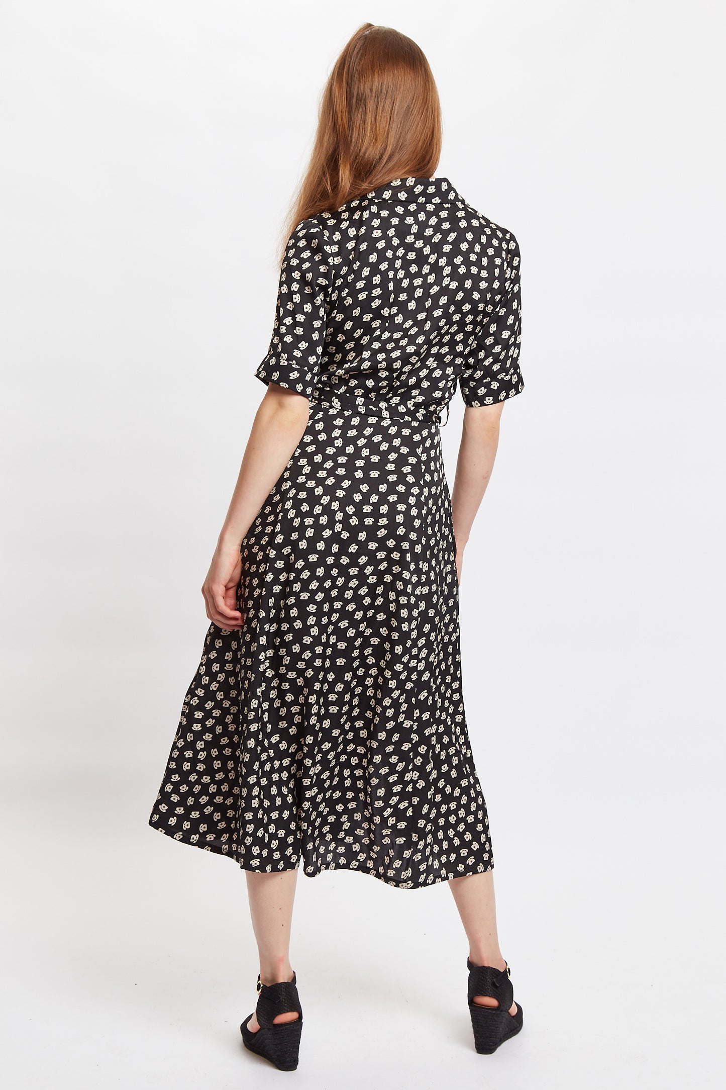 Louche Peta Call Me Print Short Sleeve Midi Shirt Dress