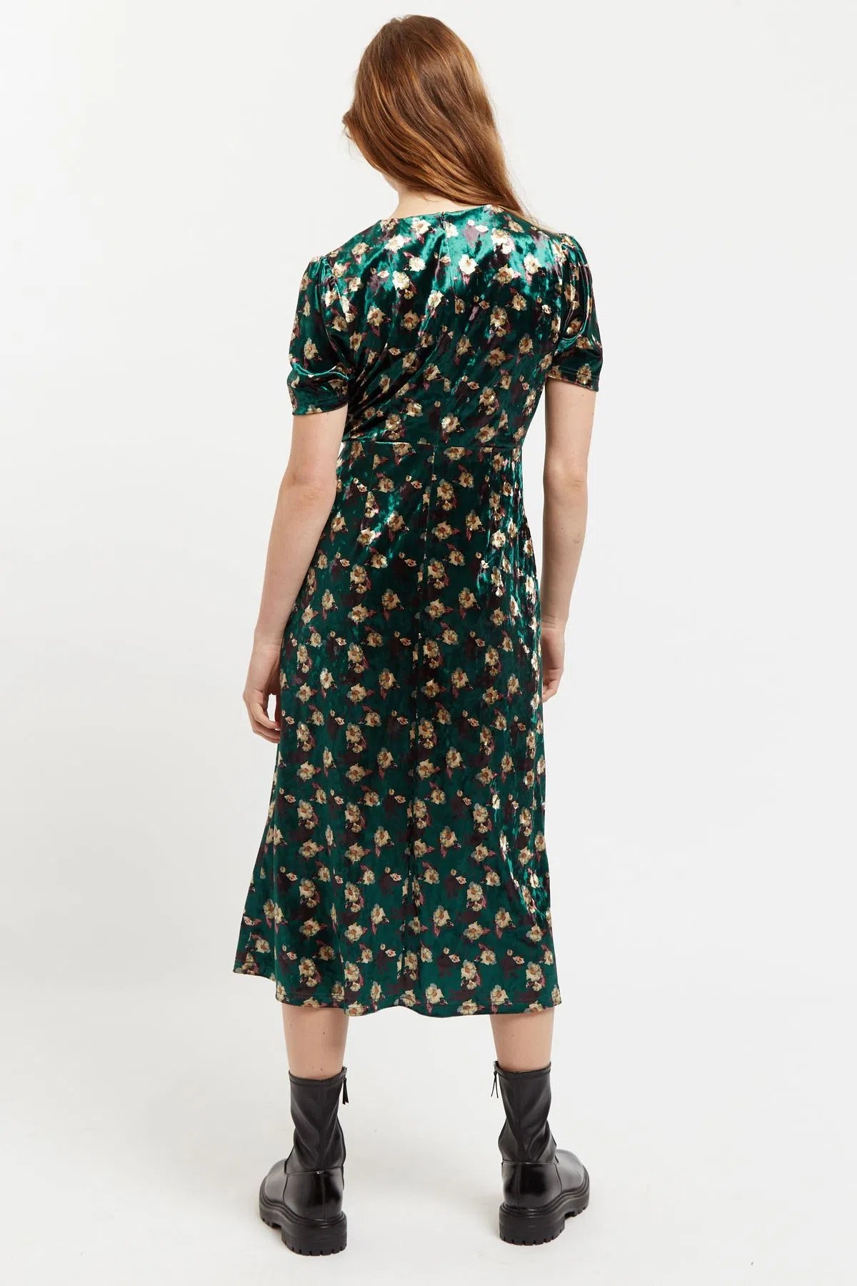 Avi Paint Brush Print Velvet Midi Dress